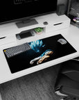 Durable 32x16 inch mouse pad with Vegeta's bold Super Saiyan Blue design, bringing intensity to any desk