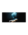 28x12 inch mouse pad featuring Vegeta in intense Super Saiyan Blue form with bold contrasts
