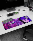 Kasumi Yoshizawa Persona 5 Royal mouse pad, 32x12 inches, with city skyline, cherry blossoms, and vibrant neon colors.