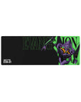 Compact 32x12 inches mouse pad with Evangelion Unit-01, featuring neon green, purple, and black for a sleek anime-inspired look.