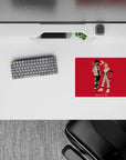 14x10 inches mouse pad with Aki and Power in streetwear, showcasing a red backdrop for a sleek, bold fashion-forward anime design.