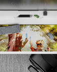 Nostalgic 36x16 desk pad highlighting Jiraiya and Naruto's warm connection for bold anime style