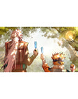 Jiraiya and Naruto desk pad 40x20 featuring peaceful moment under trees for heartwarming anime decor