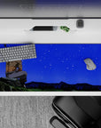 36x16 inches mouse pad with warrior design, featuring deep blues and stars for a serene and powerful anime-inspired reflection of strength.
