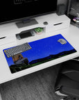 Modern 32x16 inches mouse pad featuring warrior design, with deep blues and stars, creating a serene yet powerful vibe of strength and reflection.