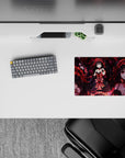 14x10 inches classic anime girl mouse pad in red and black, dark romantic glow with swirling petals.
