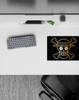 14x10 inches mouse pad featuring the Straw Hat Pirates' golden Jolly Roger from One Piece, showcasing bold minimalism and the adventurous spirit.