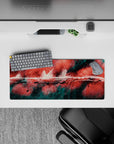 28x12 inches mouse pad with abstract design, showcasing red, black, and teal strokes for a raw, energetic workspace vibe.