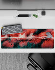 32x12 inches mouse pad with abstract design, blending red, black, and teal strokes for an artistic and energetic vibe in your workspace.