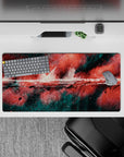 32x16 inches mouse pad with abstract design, showcasing red, black, and teal strokes for an energetic, bold, and artistic workspace vibe.