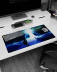 Cosmic 32x16 mouse pad with Eren Yeager and Ymir Fritz beneath the radiant Paths Tree, creating an ethereal and mysterious atmosphere for your workspace