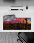 28x12 inches mouse pad with desert sunset design, blending brilliant pinks, oranges, and cacti for an adventurous workspace.