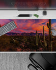 40x20 inches mouse pad with desert sunset design, blending brilliant pinks, oranges, and towering cacti for an adventurous workspace.
