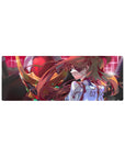 Compact 32x12 inches mouse pad with Asuka Langley Shikinami and Unit-02, deep reds, fierce greens, and fiery action for an action-packed vibe.