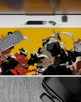 Electrifying 40x20 desk pad with Ichigo and the Soul Reapers charging into battle, capturing the high-energy, powerful aesthetic of Bleach