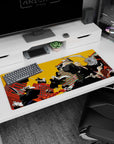 Action-packed 36x16 anime desk mat with Ichigo Kurosaki and the Soul Reapers in an electrifying battle charge for a bold, dynamic workspace vibe