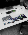 Bold 32x12 mouse pad showcasing Evangelion Unit-01 aiming the positron rifle with Neon Genesis Evangelion style