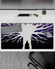 32x16 inches mouse pad featuring the Paths Tree against a midnight sky for a minimalist design that evokes mystery and fate.