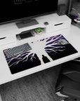 Modern 32x16 inches mouse pad with the luminous Paths Tree and a midnight sky, blending mystery and minimalism in a captivating design.