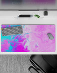32x16 inches mouse pad with bold liquid abstract patterns, blending vibrant colors for a fun and inspiring workspace environment.
