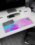 Playful 32x12 inches mouse pad showcasing swirling liquid colors, adding fun and creativity to your modern workspace setup.