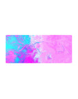 Mouse pad featuring a pink liquid abstract design with swirling purple and turquoise hues, 28x12 inches, perfect for adding bold energy to your workspace.
