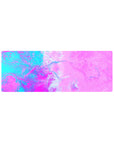 Compact 32x12 inches mouse pad featuring vibrant pink liquid design with swirling purple and turquoise hues, ideal for adding artistic flair to smaller desks.