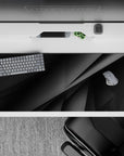 36x16 inches desk pad with sleek black and gray geometric designs, blending minimalist art with futuristic elegance for your desk setup.