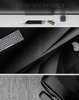 40x20 inches desk pad showcasing monochrome geometric layers with bold black and gray shapes, bringing sophisticated, futuristic art to your desk setup.