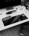 Monochrome 32x12 inches mouse pad showcasing abstract geometric layers, perfect for adding sleek, futuristic elegance to your workspace.