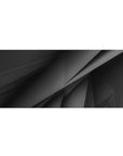 Monochrome geometric layers desk pad featuring overlapping shapes in black and gray, 36x16 inches, perfect for creating a sophisticated, modern workspace.