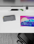 14x10 inches mouse pad with the Neon Racer Drift, evoking retro racing spirit with a sleek car design and vibrant neon sunset.