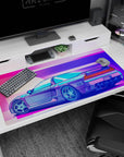 Large 40x20 inches desk pad with the Neon Racer Drift, blending sleek sports car design and vibrant neon sunset for a nostalgic racing feel.