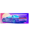 Compact 32x12 inches mouse pad with the Neon Racer Drift, blending the sleek sports car and vibrant neon sunset for a nostalgic, retro vibe.