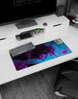 Dynamic Unit-01 Neon Fury artwork on 28x12 mouse pad perfect for celebrating strength, chaos, and iconic storytelling
