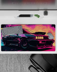Vibrant 32x16 mouse pad combines neon car design with retrofuturistic vibes for striking visual appeal