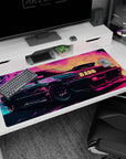 Vaporwave-themed Neon Turbo Drift design on 40x20 mouse pad perfect for fans of retro car enthusiasts