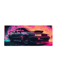 Streamlined Neon Turbo Drift mouse pad 28x12 featuring neon car in pink blue and purple for bold flair