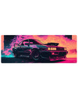 Compact Neon Turbo Drift mouse pad 32x12 with neon car theme for sleek and stylish retro desk decor