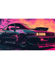 Neon Turbo Drift mouse pad 40x20 featuring bold car design in vibrant neon colors for retro racing vibes