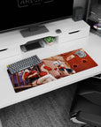 32x12 inches anime girl mouse pad showing cheongsam girl and silver twin-tail girl holding a lantern.
