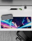 32x12 inches mouse pad featuring Goku in battle, with dynamic colors and energy, perfect for adding intensity to your workspace.