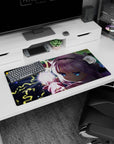 32x16 inches Kanna Kamui mouse pad from Miss Kobayashi's Dragon Maid, icy eyes and crackling orb.