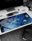 40x20 inches anime girl desk pad featuring a silver-haired girl sideways in a white high-collar outfit.