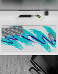 32x16 inches mouse pad with vibrant abstract design, blending teal and purple brush strokes for a nostalgic 90s aesthetic and playful expression.