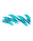 Mouse pad featuring vibrant abstract design, 28x12 inches, with teal and purple brush strokes for a playful, nostalgic 90s-inspired workspace.
