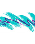 Desk pad featuring vibrant abstract design, 40x20 inches, with bold teal and purple brush strokes for a nostalgic 90s-inspired workspace.