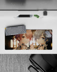 28x12 inches mouse pad with Rem and Ram design, blending soft lighting and gentle expressions for a tranquil, peaceful workspace vibe.