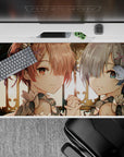 40x20 inches mouse pad with Rem and Ram design, showcasing soft lighting and gentle expressions for a peaceful, impactful touch to your workspace.