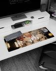 Artistic 32x12 inches mouse pad featuring Rem and Ram design, with soft lighting and delicate expressions for a serene and stylish workspace atmosphere.